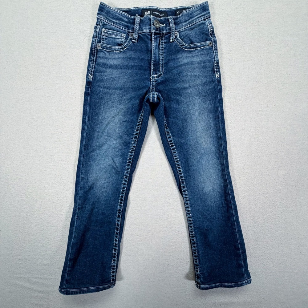 BKE Conner Straight Jeans Kids Size 10 Regular Good Blue Contrast Stitching